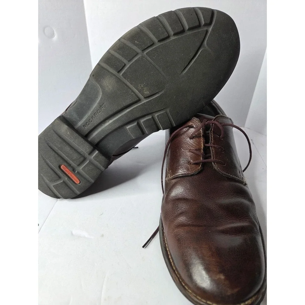Rockport Mens V74225 Brown Leather Plain Toe‎ Oxford Dress Shoes Size 10 M